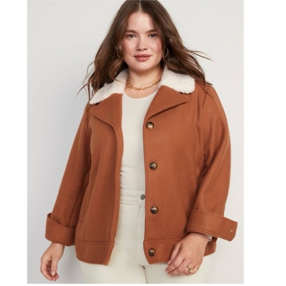 Old Navy Jackets & Blazers - Old Navy Plus Size Brown Jacket with Sherpa Collar